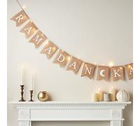 Lights4fun Banderole à Fanions avec 25 LED Blanc Chaud à Piles pour Déco Intérieur de LED Ramadan Kareem