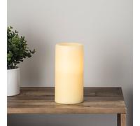 Lights4fun Bougie Pilier LED en Cire Véritable à Piles avec Programmateur, 20cm