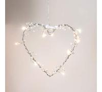 Lights4fun Décoration Couronne Cœur Lumineux à 10 LED Blanc Chaud à Piles