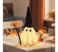 Lights4fun « Gloria Sorcière fantôme noire et blanche | LED et minuterie | Halloween