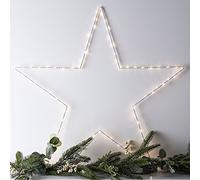 Lights4fun Grande Étoile Lumineuse de 59cm avec 80 Micro LED Blanc Chaud à Piles pour Déco Intérieur