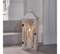 Lights4fun Grande Lanterne Déco en Bois de 59,3cm avec Bougie LED TruGlow® à Piles pour Intérieur