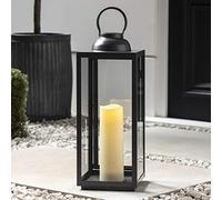 Lights4fun Grande Lanterne Grise en Métal avec Bougie LED à Piles Intérieur/Extérieur 50,5cm