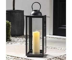 Lights4fun Grande Lanterne Grise en Métal avec Bougie LED à Piles Intérieur/Extérieur 50,5cm