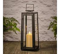 Lights4fun Grande Lanterne Solaire Noire de 40 cm en Métal avec Bougie LED Décoration pour Jardin Balcon Patio Extérieur