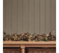 Lights4Fun Guirlande Automne-Hiver - Illuminée par LED Blanc Chaud, Feuillage Artificiel en Prune, Ocre & Vert sur Branche Naturelle - Piles avec minuterie - Déco pour l'intérieur & l'extérieur - 2 m