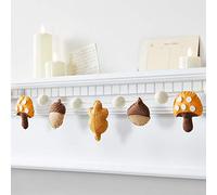 Lights4fun Guirlande d’Automne en Feutre d'1,3 m de Longueur avec Feuilles et Noisettes pour Intérieur