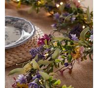 Lights4fun Guirlande de Printemps Pré- Éclairée avec Fleurs Multicolores et 50 LED Blanc Chaud à Piles de 1,5m pour Déco Intérieur