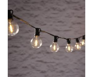 Lights4fun Guirlande Guinguette Solaire à 20 Ampoules LED Blanc Chaud avec Mini Piquets Éclairage Solaire Décoration de Jardin Balcon Extérieur