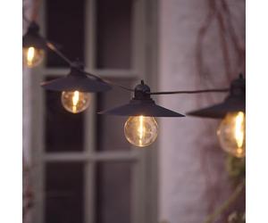 Lights4fun Guirlande Guinguette Solaire à 6 Ampoules avec Abat-Jour au Style Industriel LED Blanc Chaud 8 Modes de 2,5 m Rechargeables par USB Décoration pour Jardin Balcon Patio Extérieur