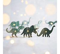 Lights4fun Guirlande Lumineuse 20 Dinosaures en Bois à Micro LED à Piles
