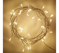 Lights4fun Guirlande Lumineuse avec 50 LED Blanc Chaud sur Câble Transparent de 4 m avec Interrupteur Déco pour Intérieur