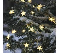 Lights4fun Guirlande Lumineuse d'Extérieur à 50 Étoiles LED à Piles avec Minuterie Déco de Noël pour Intérieur et Extérieur