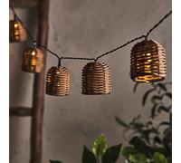 Lights4fun Guirlande Lumineuse Solaire 2,25 m - 10 Boules en Rotin LED Blanc Chaud, 8 Modes, Déco Extérieure pour Jardin, Balcon, Terrasse, Patio