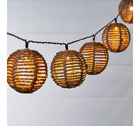 Lights4fun Guirlande Lumineuse Solaire avec 10 Boules en Rotin LED Blanc Chaud 8 Modes de 2,25 m Décoration pour Jardin Balcon Patio Extérieur