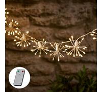 Lights4Fun Guirlande Lumineuse Solaire Étoiles Scintillantes à 200 LED avec Télécommande et Rechargeable par USB pour l'Extérieur Jardin Décoration