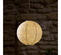 Lights4fun Lampion Solaire LED Tyvek blanc de 30 cm Style Marocain pour Jardin et Extérieur