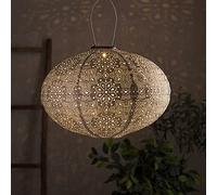 Lights4fun Lampion Solaires Argente en Tyvek avec LED Blanc Chaud de Diamètre 30 cm pour Extérieur