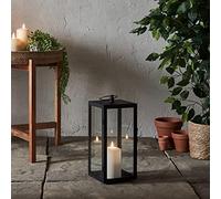 Lights4fun Lanterne Noire de 35cm avec Bougie LED TruGlow® pour Déco Extérieur