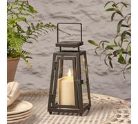 Lights4fun Lanterne Solaire en Métal Noire de 22 cm avec Bougie LED TruGlow® Flamme Vacillante Décoration pour Jardin Balcon Extérieur