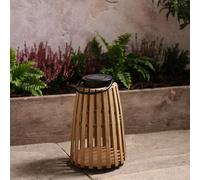 Lights4fun Lanterne solaire « Sol » en bambou de style japonais - Avec LED blanc chaud - Alimentation solaire - Décoration d'été pour extérieur, jardin, terrasse, balcon - Hauteur : 30,5 cm