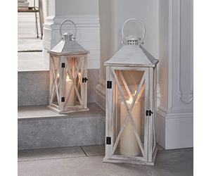 Lights4fun LED Lanterne Folkestone en Bois avec Bougie TruGlow®