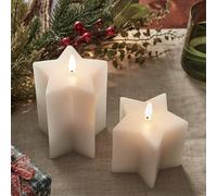 Lights4fun Lot de 2 Étoiles Truglow® en Cire Blanche avec LED Blanc Chaud à Piles pour Intérieur
