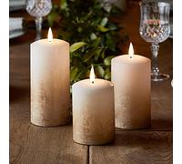 Lights4fun Lot de 3 Bougies Piliers TruGlow® Effet Ombré Bronze à LED Blanc Chaud