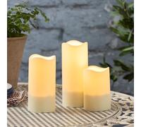 Lights4fun Lot de 3 Bougies Solaires avec LED Blanc Chaud Flamme Vacillante Décoration Étanche pour Jardin Balcon Patio Extérieur