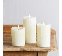 Lights4fun Lot de 3 Bougies TruGlow® en Cire Ivoire Effet Coulant à LED Blanc Chaud à Piles pour Intérieur