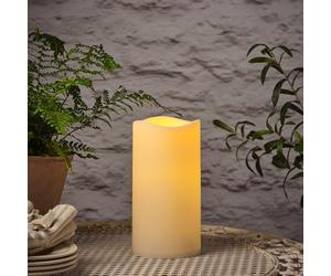 Lights4fun Lot de 3 Grande Bougie Pilier LED d’Extérieur à Piles avec Minuterie de 22,5cm Décoration Étanche pour Jardin Extérieur