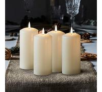 Lights4fun Lot de 4 Bougies Pilier TruGlow® Ivoire de 15cm à LED Vacillante Blanc Chaud