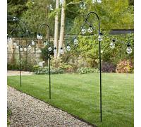 Lights4fun Lot de 4 Grand Piquets Noir pour Jardin Style Bâton de Berger 160cm