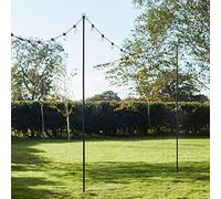 Lights4fun Lot de 4 Piquets Noir pour Guirlande Guinguette Décorative d’Extérieur de 2,75m