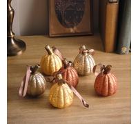 Lights4fun Lot de 6 Mini Citrouilles Décoratives en Verre Décoration Ornements à Suspendre d'automne et d'halloween pour Intérieur