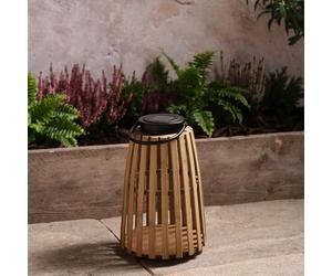 Lights4fun Sol Lanterne solaire en bois avec LED blanc chaud, lanterne de jardin décorative pour terrasse, allée et décoration d'intérieur d'été