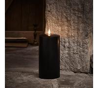 Lights4fun TruGlow® Bougie LED, 20 cm, avec minuteur, à piles, pour l'intérieur, décoration d'Halloween - Noir
