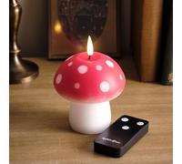 Lights4fun TruGlow® Bougie sans Flamme en Forme de Champignon à LED Blanc Chaud à Piles en Cire Véritable avec Minuterie et Télécommande Décoration d'Halloween et d'Automne pour Intérieur