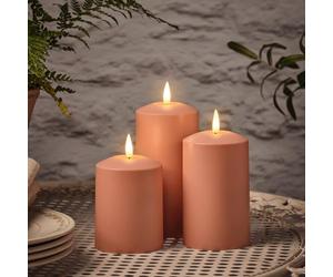 Lights4fun TruGlow® Ensemble de 3 Bougies en Terre Cuite avec LED Blanc Chaud Sans Flamme à Piles avec Minuterie et Télécommande Résistantes aux Intempéries Décoration pour Extérieur