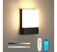 Lightsjoy Lampe Murale 2.4G Contrôleur à distance APP, IP65 Imperméable Exterieur Applique Murale, LED Lampe de Mur avec 2700K-6500K Régulable Couleur Température pour Balcon, Jardin, Garage