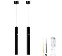 Lightsjoy Suspensions D'éclairage Intérieur Pile Dimmable Avec Télécommande | Suspension avec Batterie Rechargeable 5000mAh Sans Fil, Suspension Luminaire Sans Électricité, Noir Suspensions avec Capteur