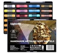 LIGHTWISH 24 Pastels Doux Métallisés Fait Main Set de Bâtons à la Craie Super Doux, Faciles à Estomper pour le Dessin, la Peinture et le Mélange Professionnel