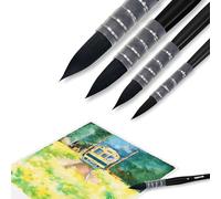 Lightwish Lot de 4 pinceaux à aquarelle pour artistes, adultes et amateurs, pinceau rond pointu pour aquarelle, gouache