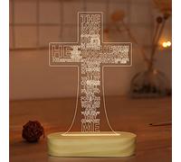 Lightzz Lampes de table de bureau de lumière de nuit de Jésus croix 3D, éclairage LED de couleurs chaudes pour des cadeaux de vacances