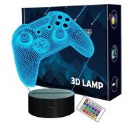Lightzz Veilleuse 3D pour console de jeu avec télécommande + touche tactile 16 couleurs clignotantes + minuterie, lampe de bureau pour chambre d'enfant,cadeaux fan de jeu
