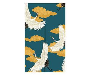 LIGICKY Noren Rideau de porte de style japonais imprimé grues en lin pour décoration de maison, 85,1 cm de large x 150 cm de long