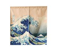 LIGICKY Noren Rideau Japonais Court Tapisserie Linge de Coton Rideau de Porte Hokusai Ukiyoe（85×90cm）