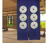 LIGICKY Noren Rideau Japonais Long Tapisserie Fenêtre Rideaux Panneau Tenture Tapisserie Décoration Bleu(85×150cm，Six Pièce de Monnaie