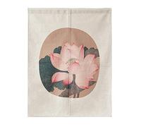 LIGICKY Noren Rideau Japonais Long Tapisserie Linge de Coton Rideau de Porte Peinture Chinoise（85×120cm,Fleur de Lotus Vintage