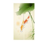 LIGICKY Rideau de porte chinois de style japonais Noren en lin avec impression de poissons koi, feuilles de lotus - Rideau de fenêtre asiatique pour la vie privée - Décoration de porte suspendue pour